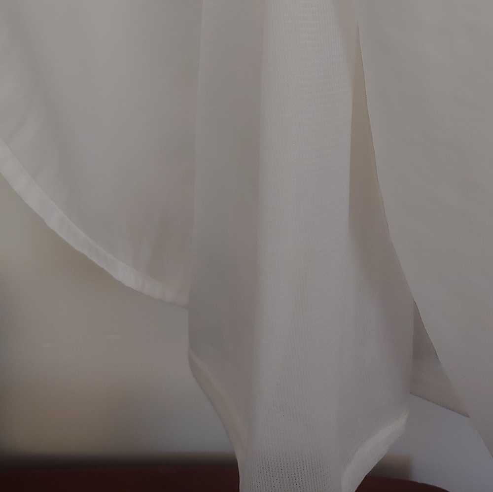 Silky White Ruffled Mini Dress, soft spring summer - Picture 8 of 10